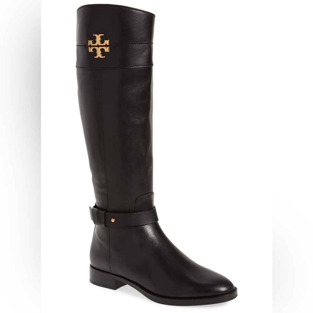 NIB Tory Burch Everly Wide Calf Leather Perfect Black Over the Knee Boots